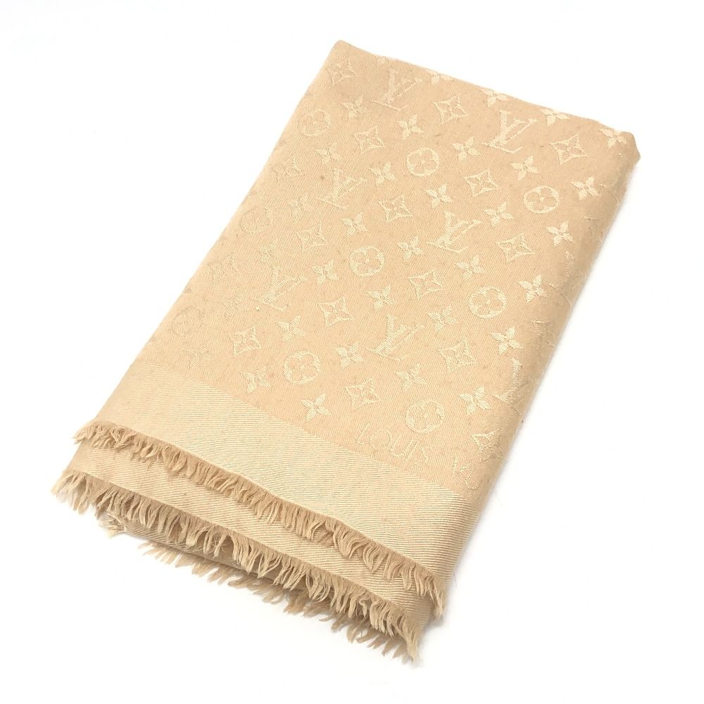 Louis Vuitton Shawl Monogram Dune Silk Beige Scarf