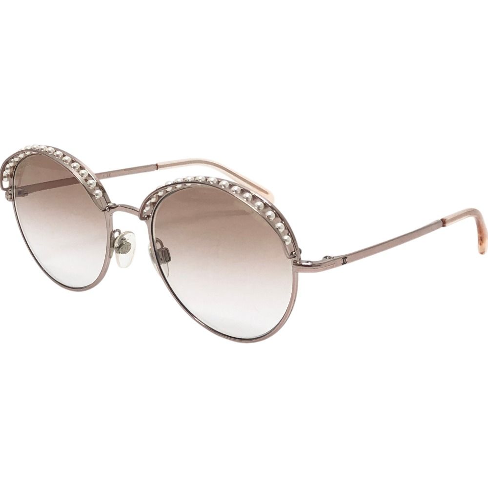 Chanel Sunglasses Faux Pearl Metal Pink Gold Eyewear