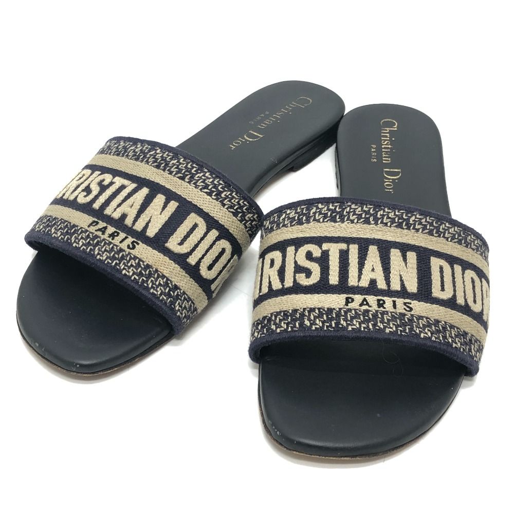 Dior Sandals Dway Slide Embroidery Cotton Jacquard Navy