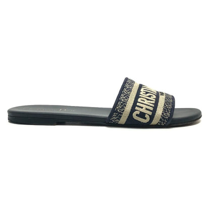 Dior Sandals Dway Slide Embroidery Cotton Jacquard Navy — view 6