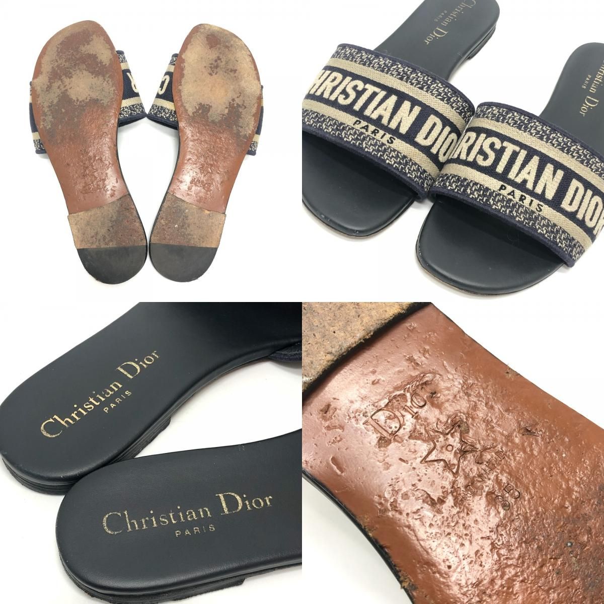 Dior Sandals Dway Slide Embroidery Cotton Jacquard Navy — view 8