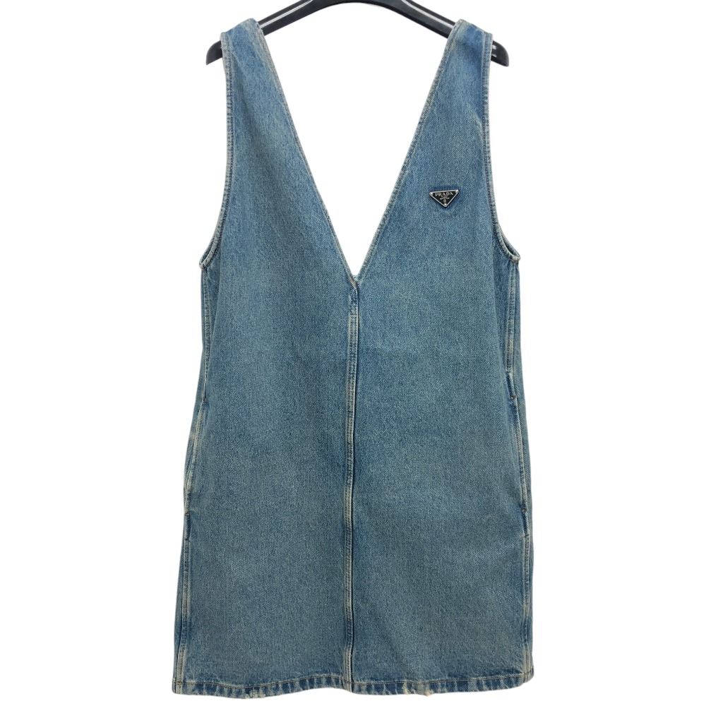 Prada Dress Triangle Plate Cotton Blue