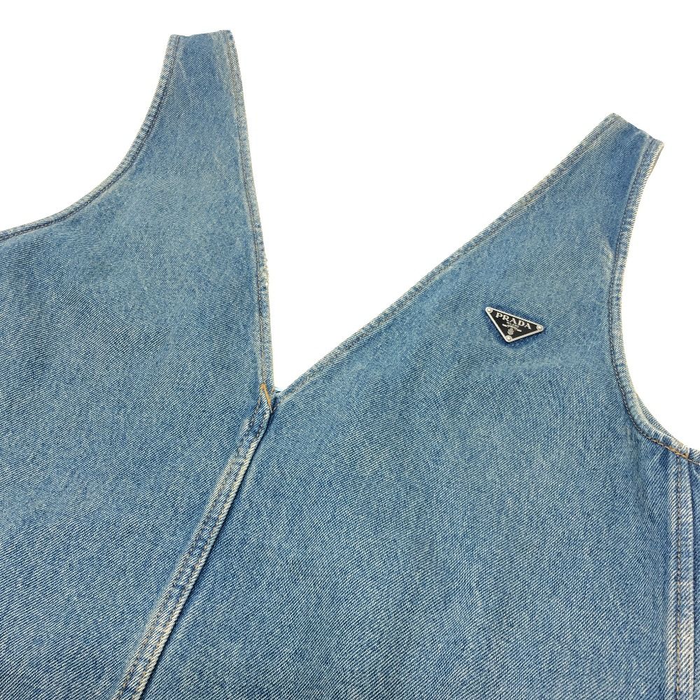 Prada Dress Triangle Plate Cotton Blue — view 5