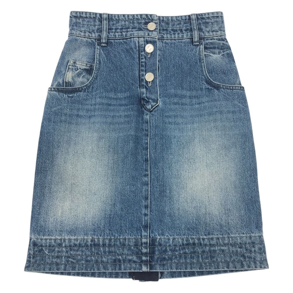 Chanel Skirt CC Logo Button Cotton Blue