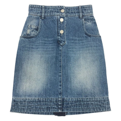 Chanel Skirt CC Logo Button Cotton Blue
