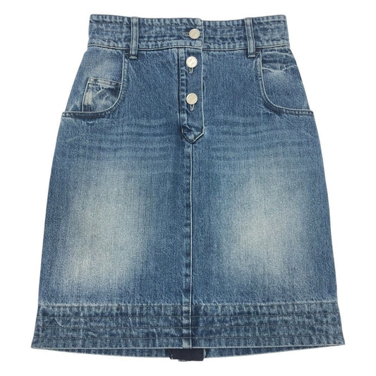 Chanel Skirt CC Logo Button Cotton Blue