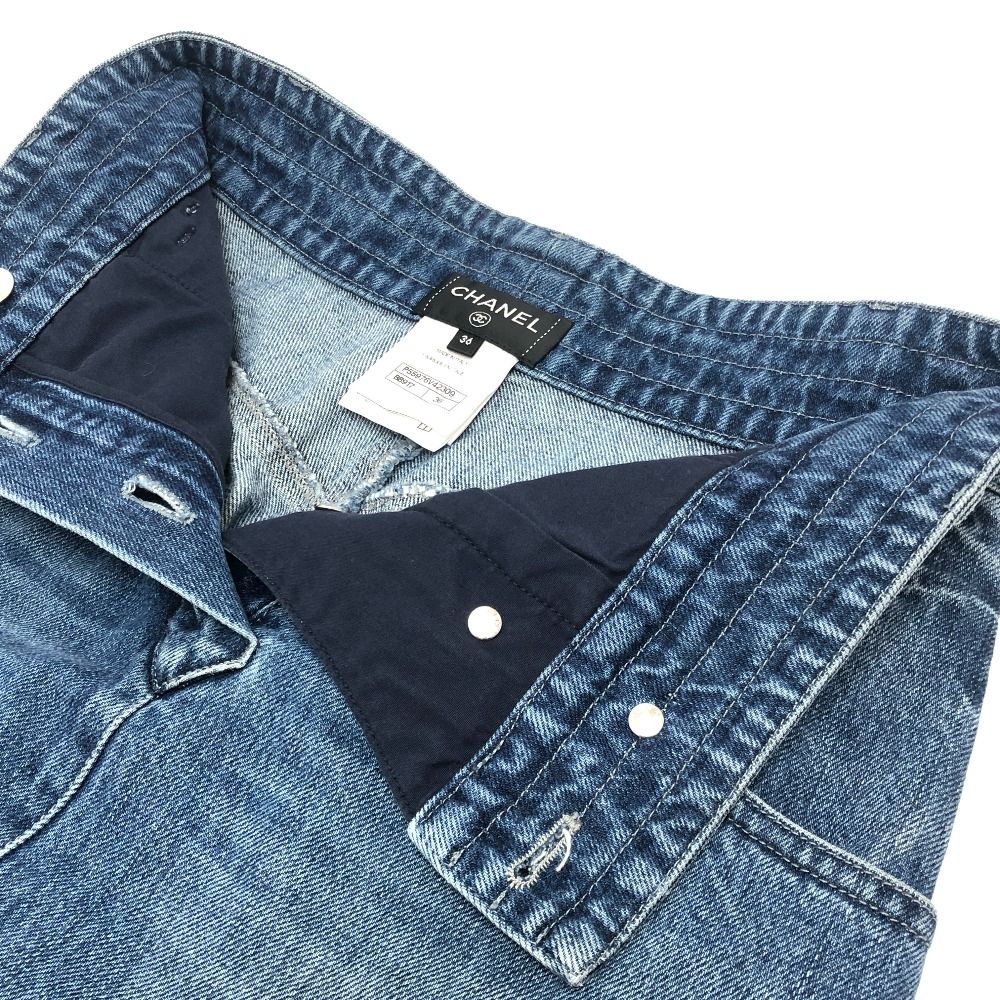 Chanel Skirt CC Logo Button Cotton Blue — view 8