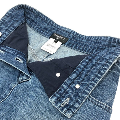 Chanel Skirt CC Logo Button Cotton Blue — view 8