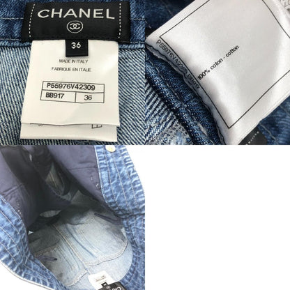Chanel Skirt CC Logo Button Cotton Blue — view 9