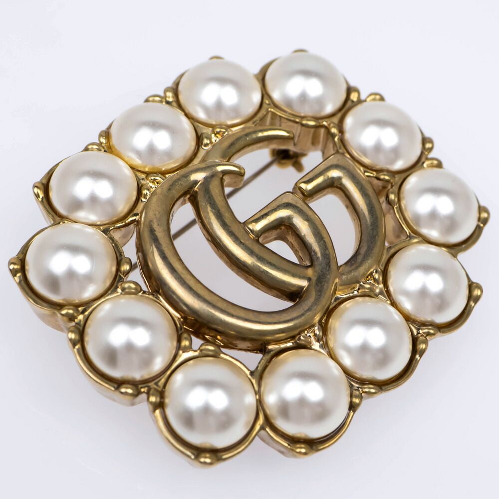 Gucci GG Pearl Brooch Double — view 2