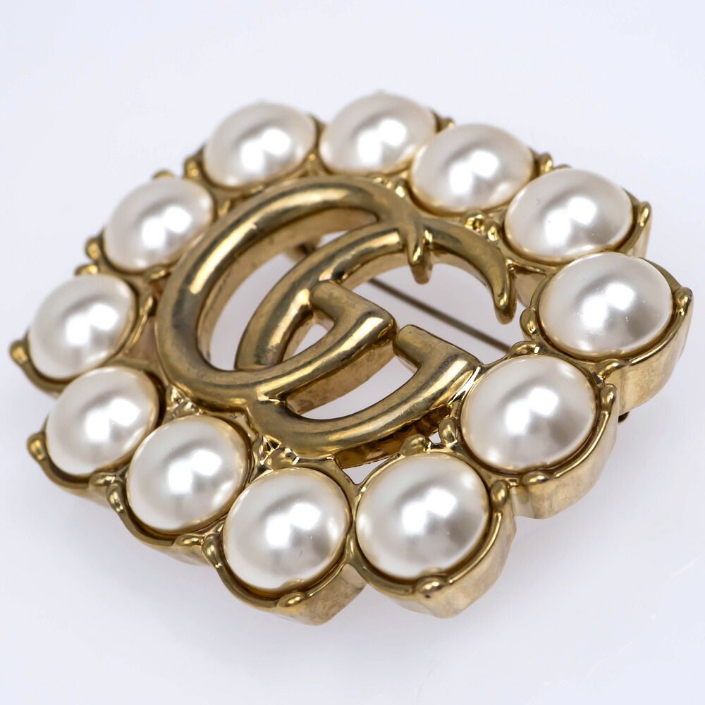 Gucci GG Pearl Brooch Double — view 3