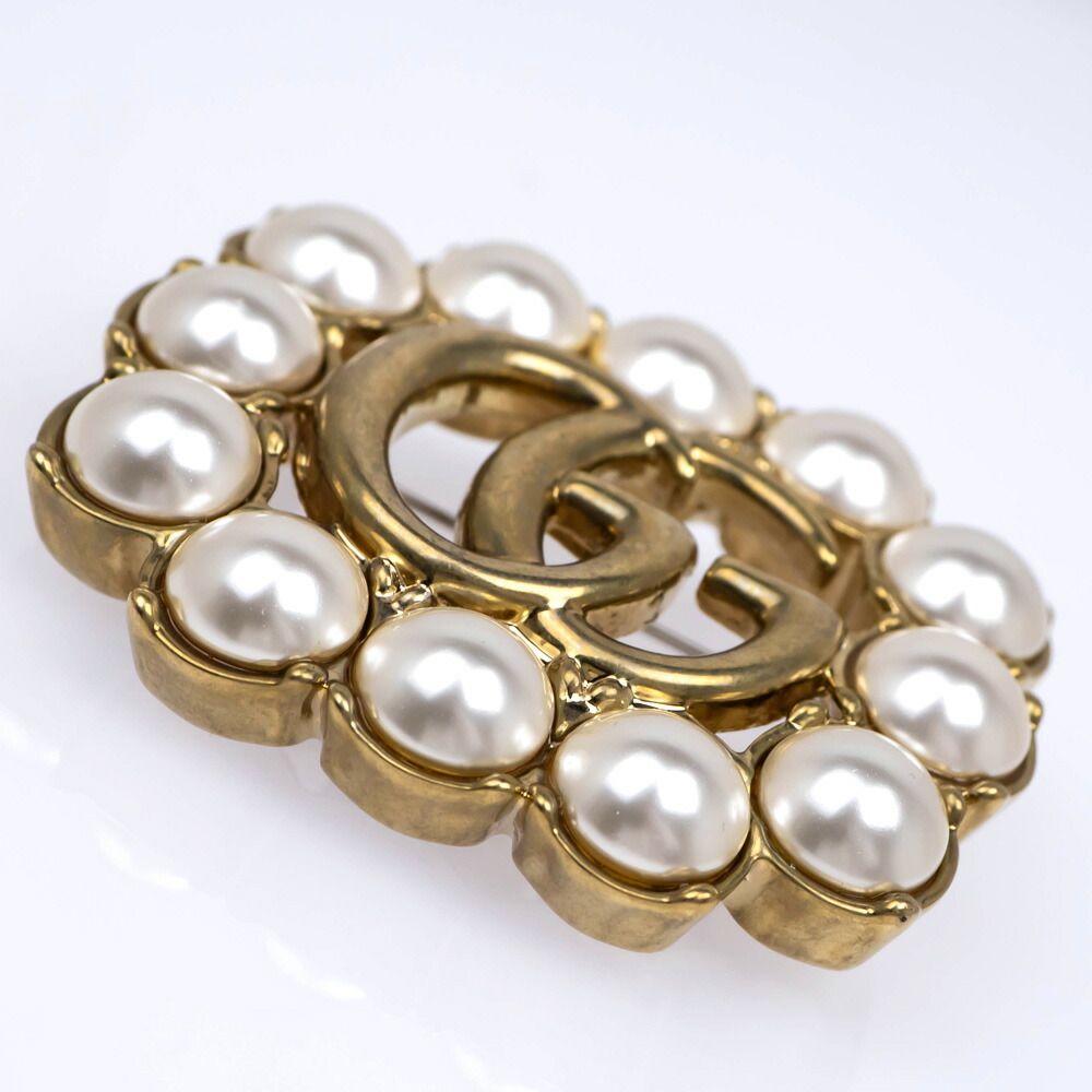 Gucci GG Pearl Brooch Double — view 4