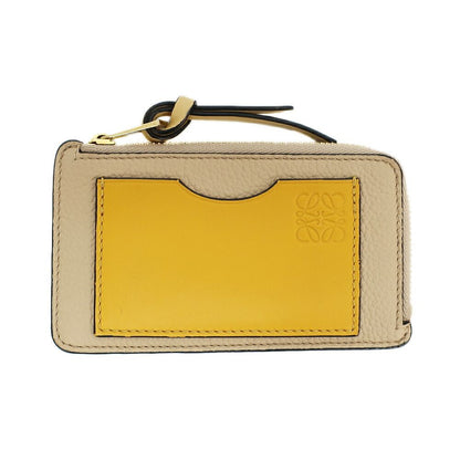 Loewe Ten Card Holder Coin Case Yellow Leather Anagram Logo