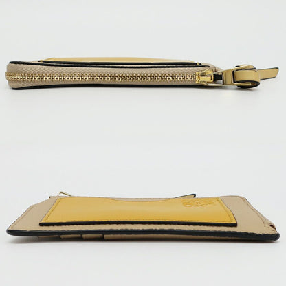 Loewe Ten Card Holder Coin Case Yellow Leather Anagram Logo — view 3