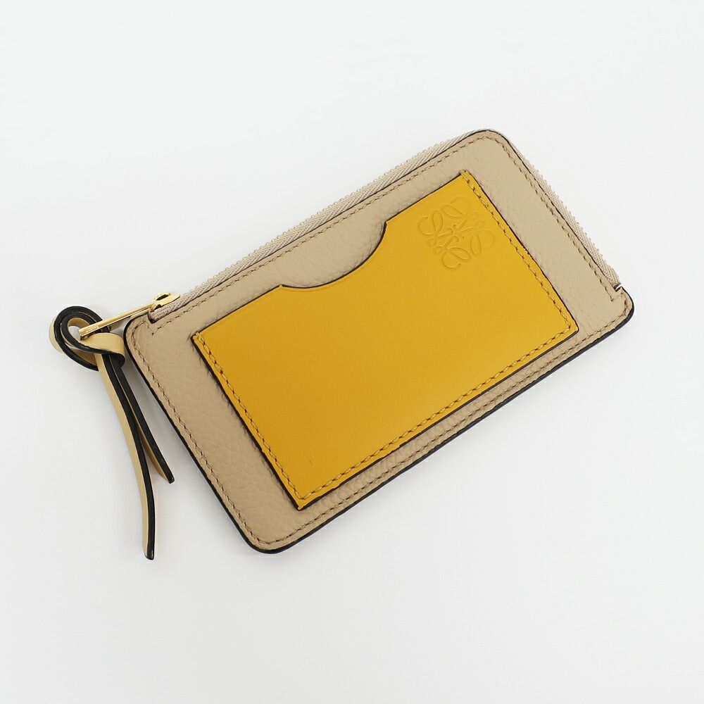 Loewe Ten Card Holder Coin Case Yellow Leather Anagram Logo — view 9