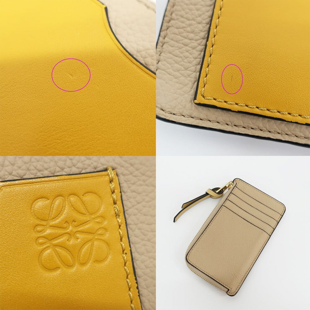 Loewe Ten Card Holder Coin Case Yellow Leather Anagram Logo — view 8