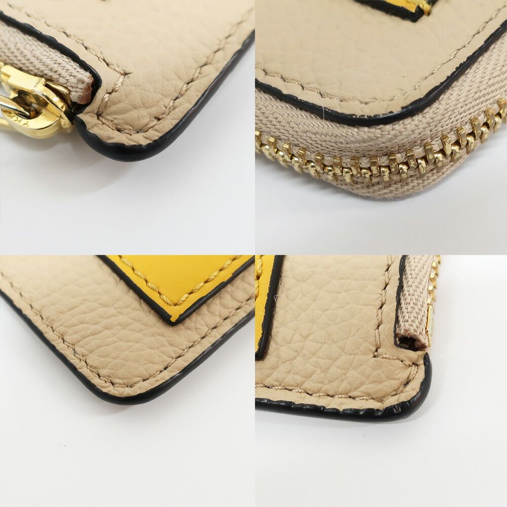 Loewe Ten Card Holder Coin Case Yellow Leather Anagram Logo — view 5