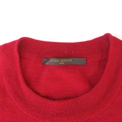 Louis Vuitton Elbow Patch Knit Sweater Crew Neck Wool Red Lightweight M HW — view 5
