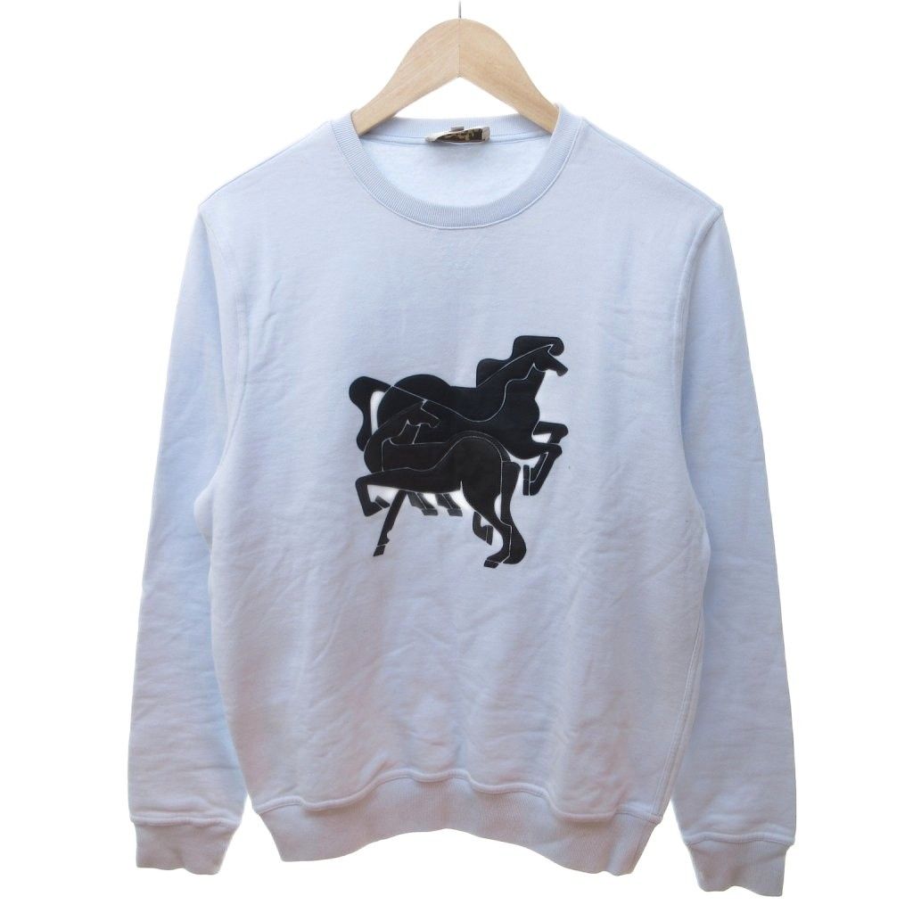 Hermes Brazilian Horse Sweatshirt Lambskin Light Blue S HW
