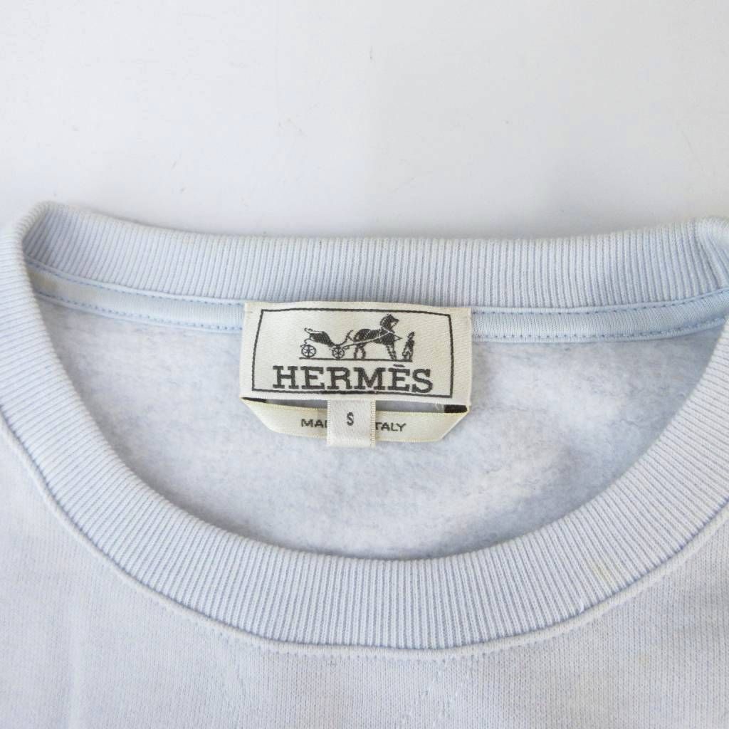 Hermes Brazilian Horse Sweatshirt Lambskin Light Blue S HW — view 6