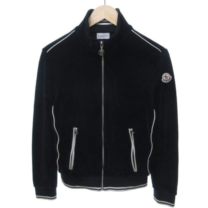 Moncler Velour Track Jacket Logo Patch Zip Up Black XS HW
