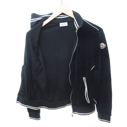 Moncler Velour Track Jacket Logo Patch Zip Up Black XS HW — view 4