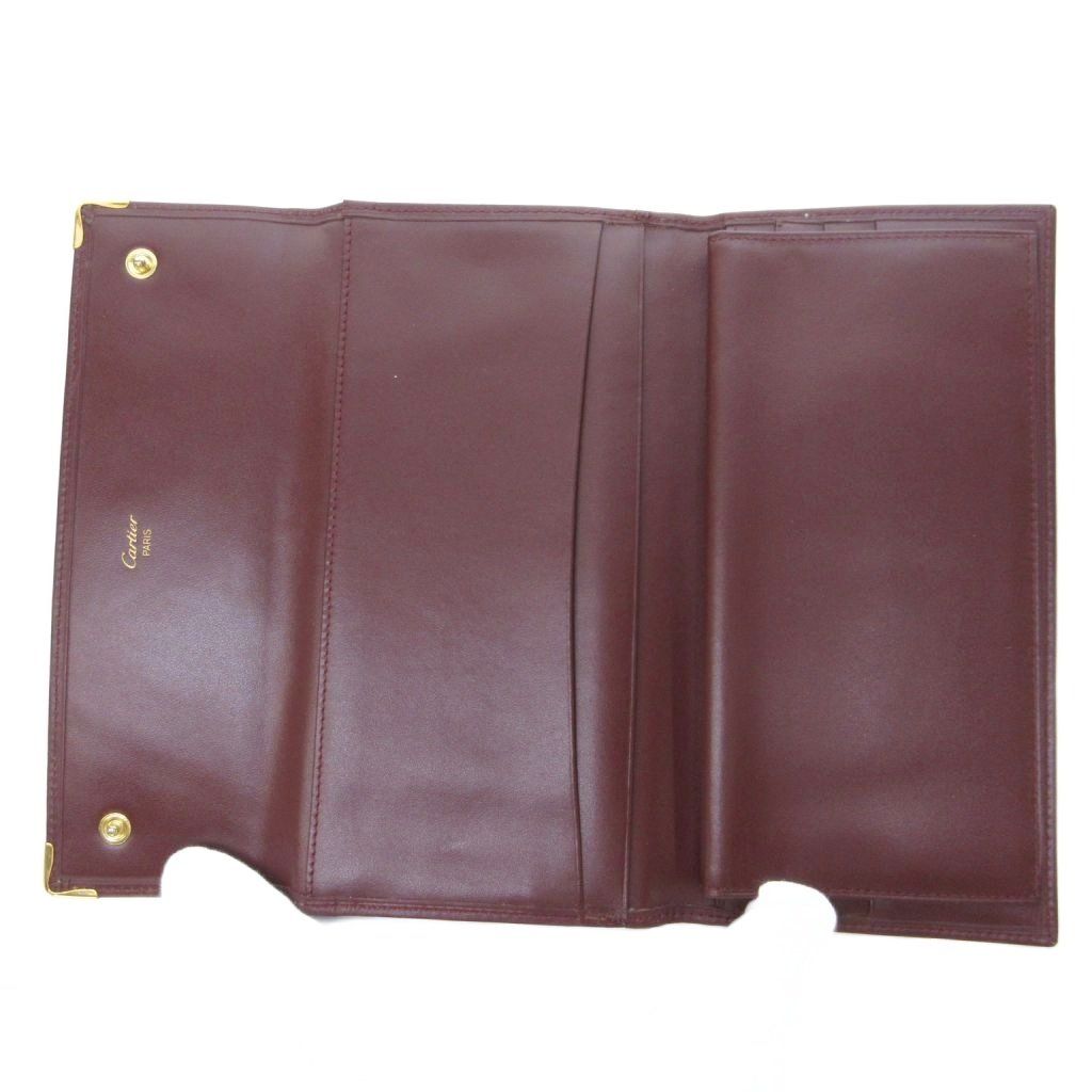 Cartier Must Line Gamaguchi Wallet Log Wine Red HW — view 4