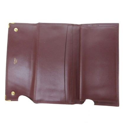 Cartier Must Line Gamaguchi Wallet Log Wine Red HW — view 4