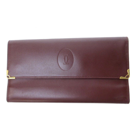 Cartier Must Line Gamaguchi Wallet Log Wine Red HW