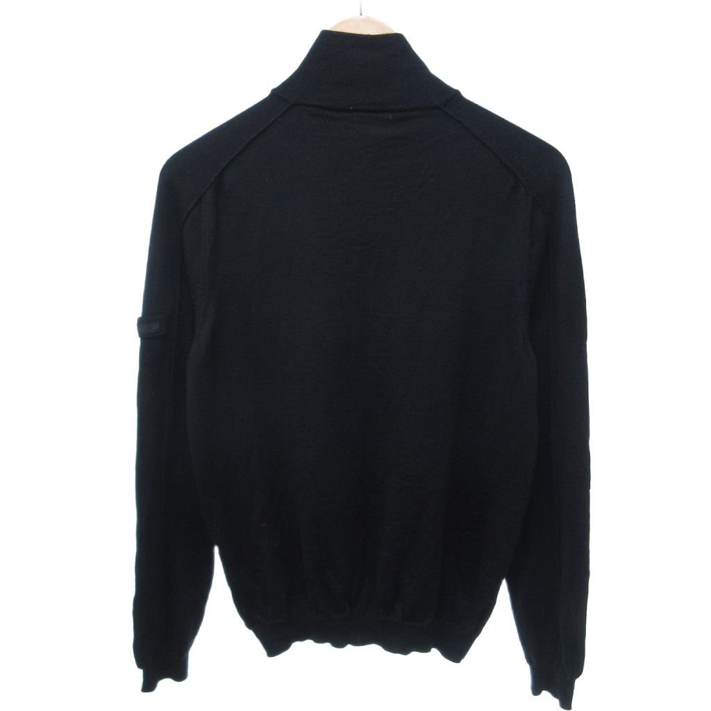 Prada Virgin Wool Driver's Knit Sweater Armband Logo Black 48 HW — view 2