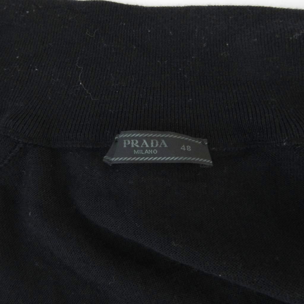 Prada Virgin Wool Driver's Knit Sweater Armband Logo Black 48 HW — view 6