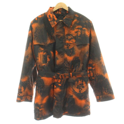 Prada Jacket Re-Nylon Graphic Print Coat Transfer Allover Pattern with Belt M