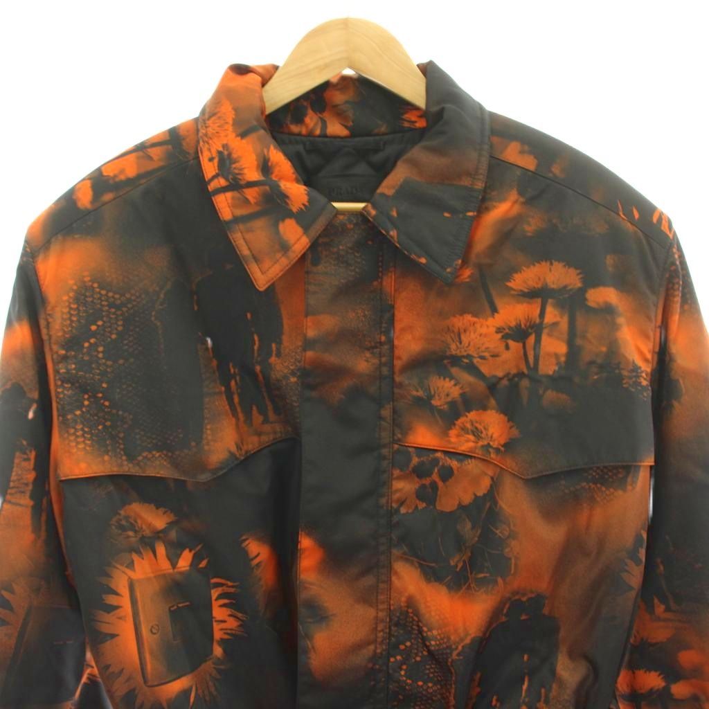 Prada Jacket Re-Nylon Graphic Print Coat Transfer Allover Pattern with Belt M — view 3