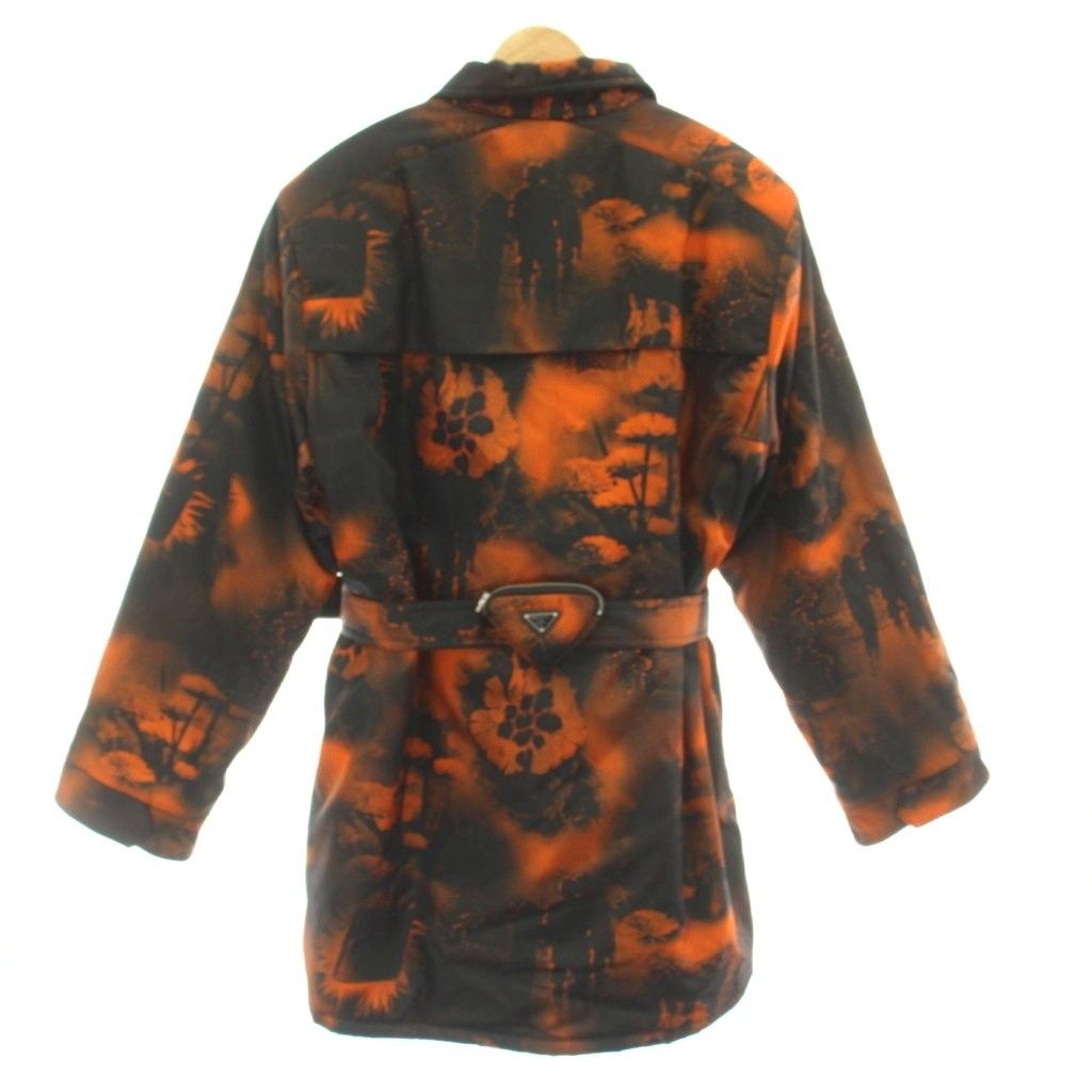 Prada Jacket Re-Nylon Graphic Print Coat Transfer Allover Pattern with Belt M — view 2