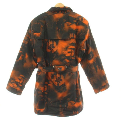 Prada Jacket Re-Nylon Graphic Print Coat Transfer Allover Pattern with Belt M — view 2