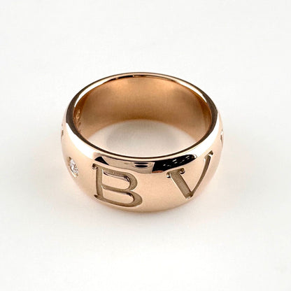 Bvlgari Mono Logo Ring PG Pink Gold Pave Diamond — view 3