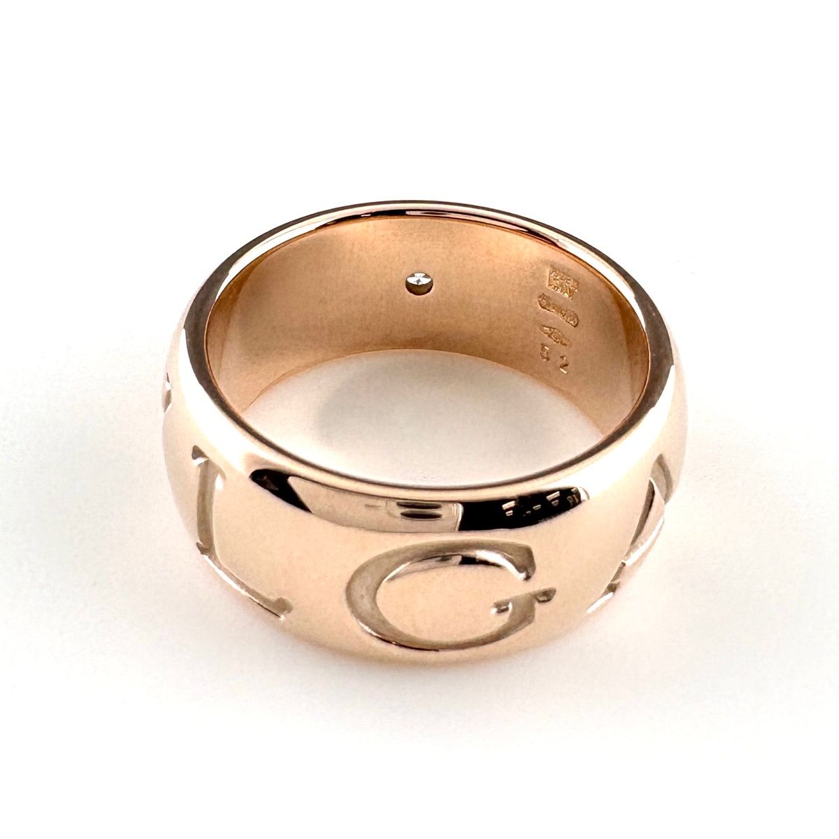 Bvlgari Mono Logo Ring PG Pink Gold Pave Diamond — view 5