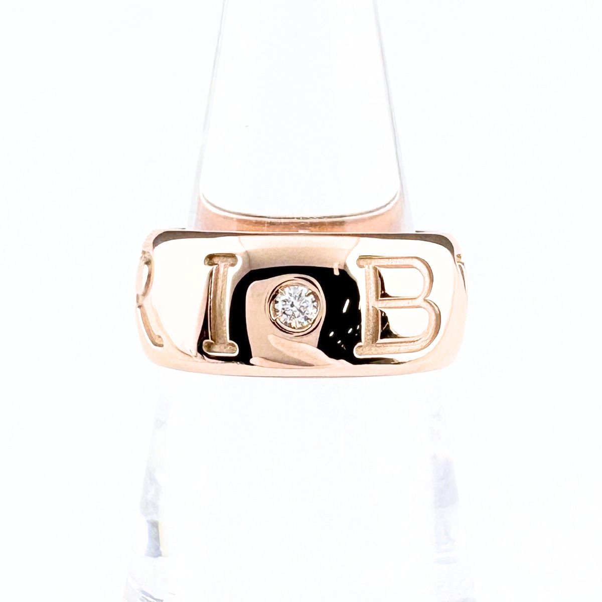 Bvlgari Mono Logo Ring PG Pink Gold Pave Diamond