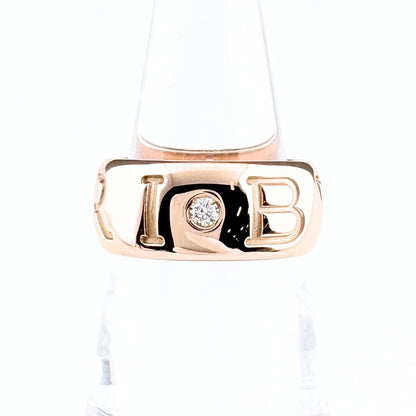 Bvlgari Mono Logo Ring PG Pink Gold Pave Diamond