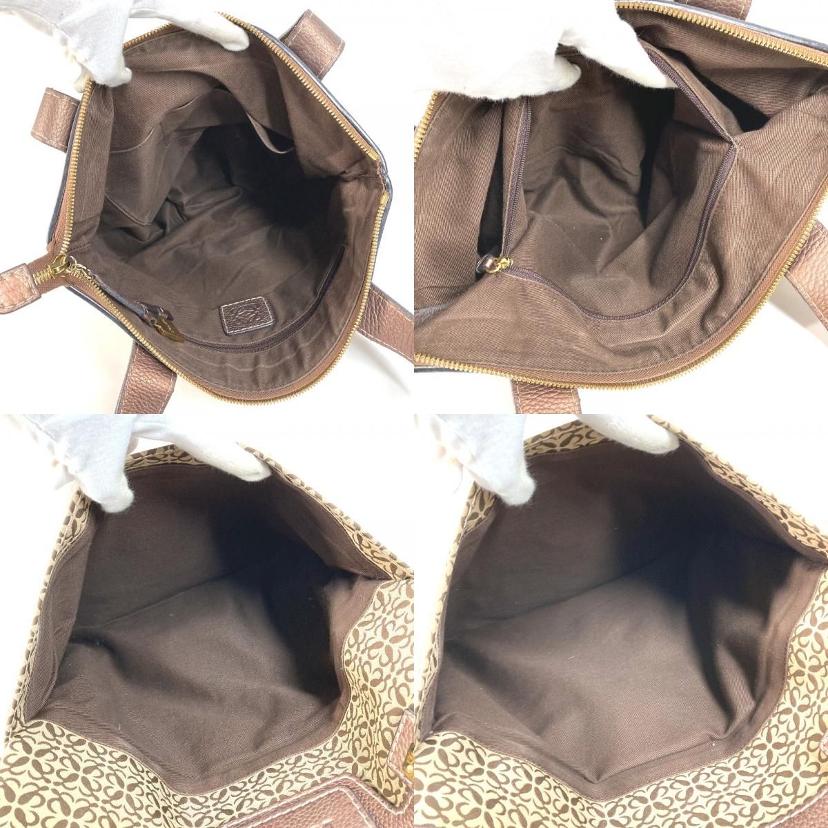 Loewe Shoulder Bag New Line Leather Canvas Brown — view 9
