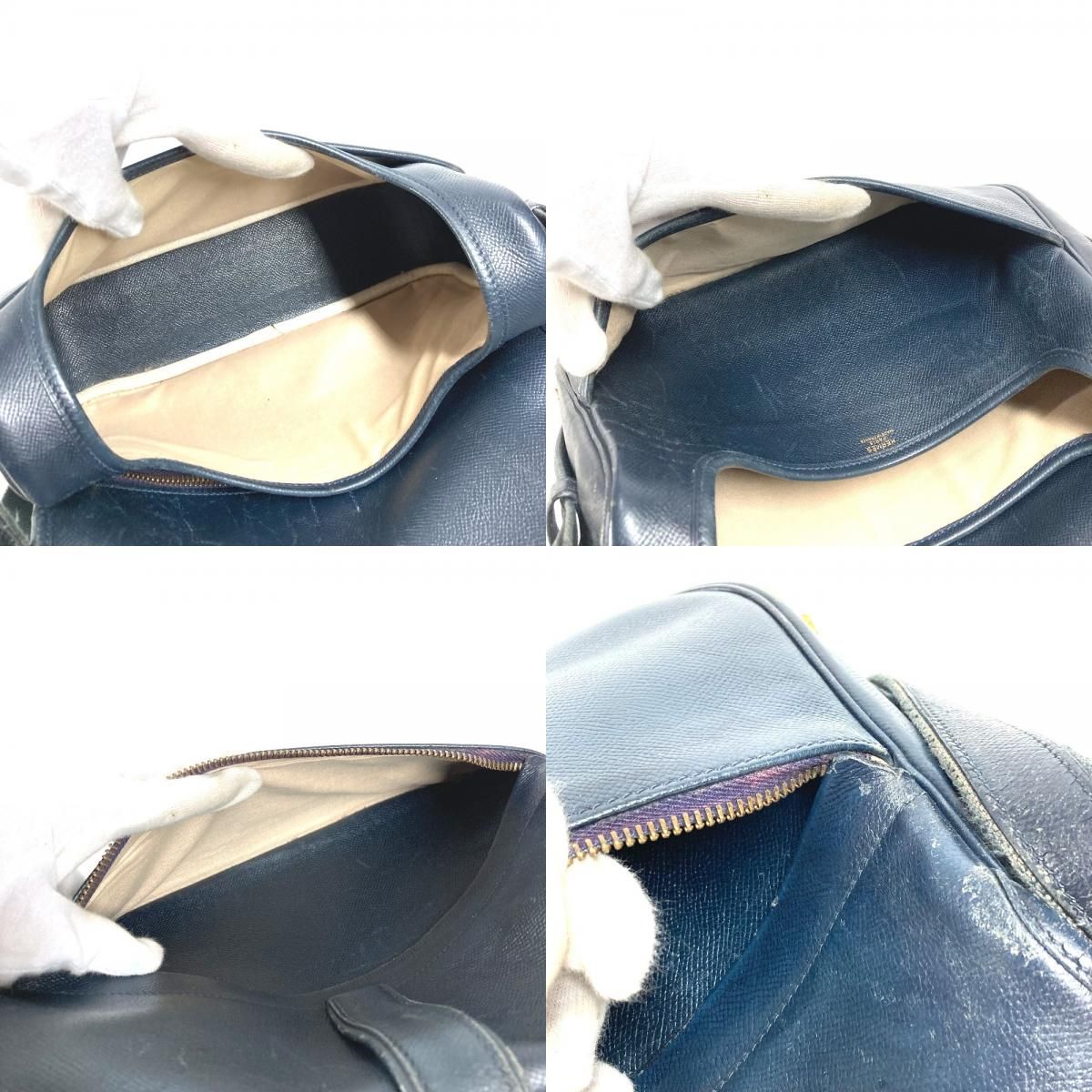 Hermes Shoulder Bag Noumea Leather Navy — view 8