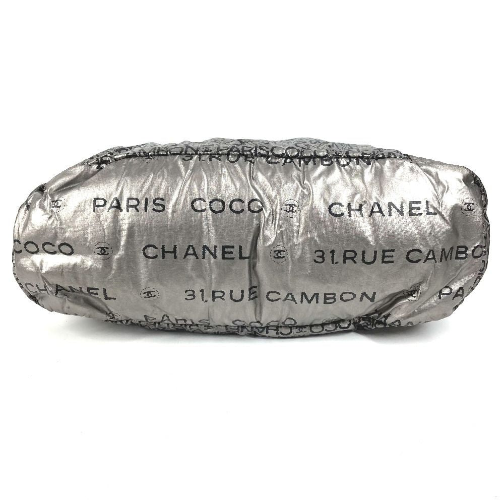 Chanel Boston Bag CC Logo Nylon Canvas Silver — view 5
