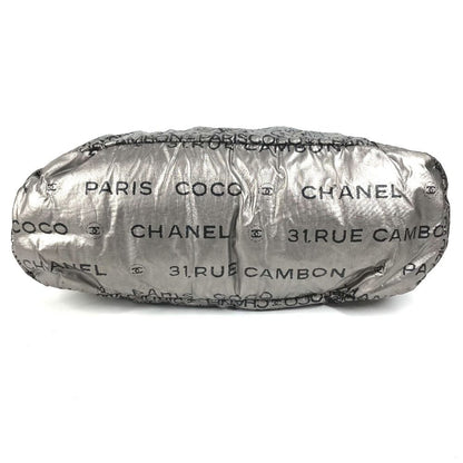 Chanel Boston Bag CC Logo Nylon Canvas Silver — view 5