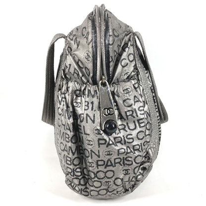 Chanel Boston Bag CC Logo Nylon Canvas Silver — view 4
