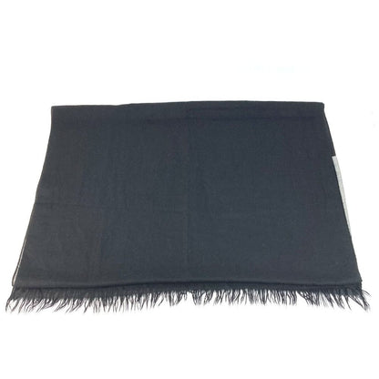 Chanel Shawl Logo Fringe Cashmere Black Scarf — view 7