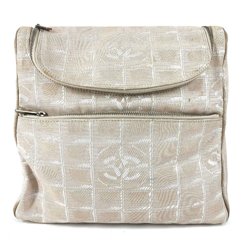 Chanel Backpack CC Logo Nylon Leather Beige