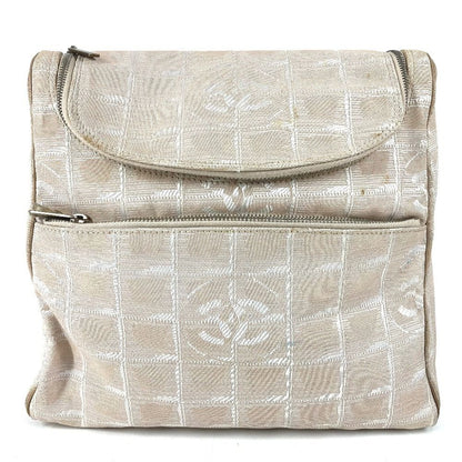 Chanel Backpack CC Logo Nylon Leather Beige