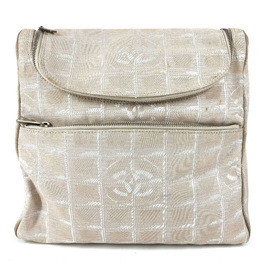Chanel Backpack CC Logo Nylon Leather Beige