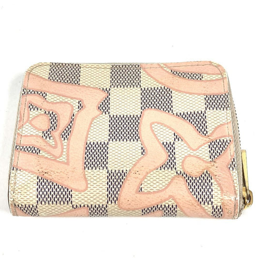 Louis Vuitton Coin Case Zippy Purse Damier Azur Canvas Pink