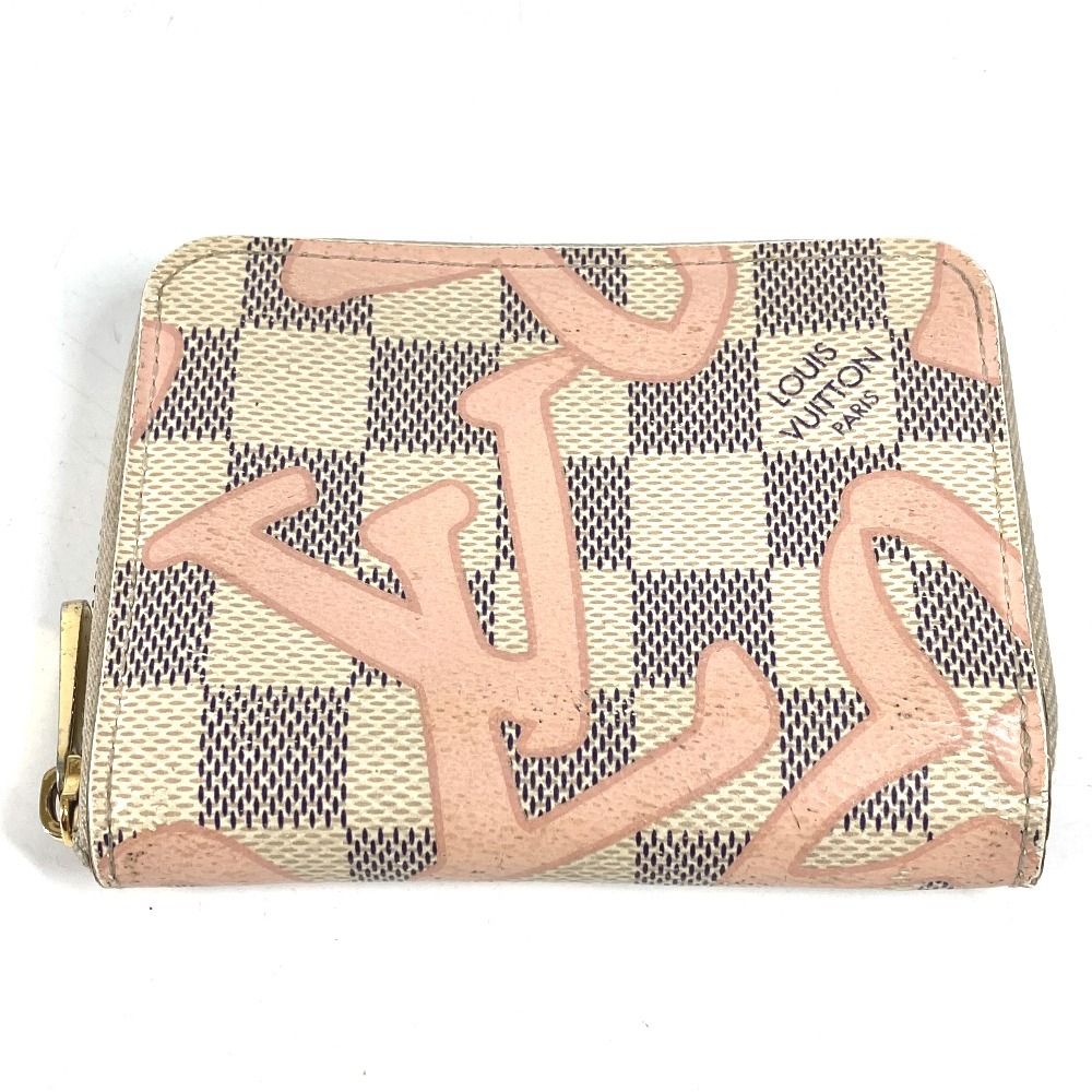 Louis Vuitton Coin Case Zippy Purse Damier Azur Canvas Pink — view 2
